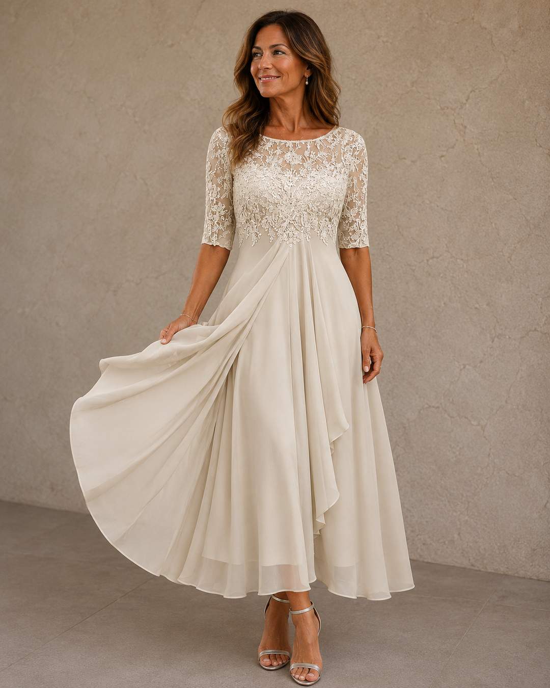 The Celestine Lace & Chiffon Occasion Dress