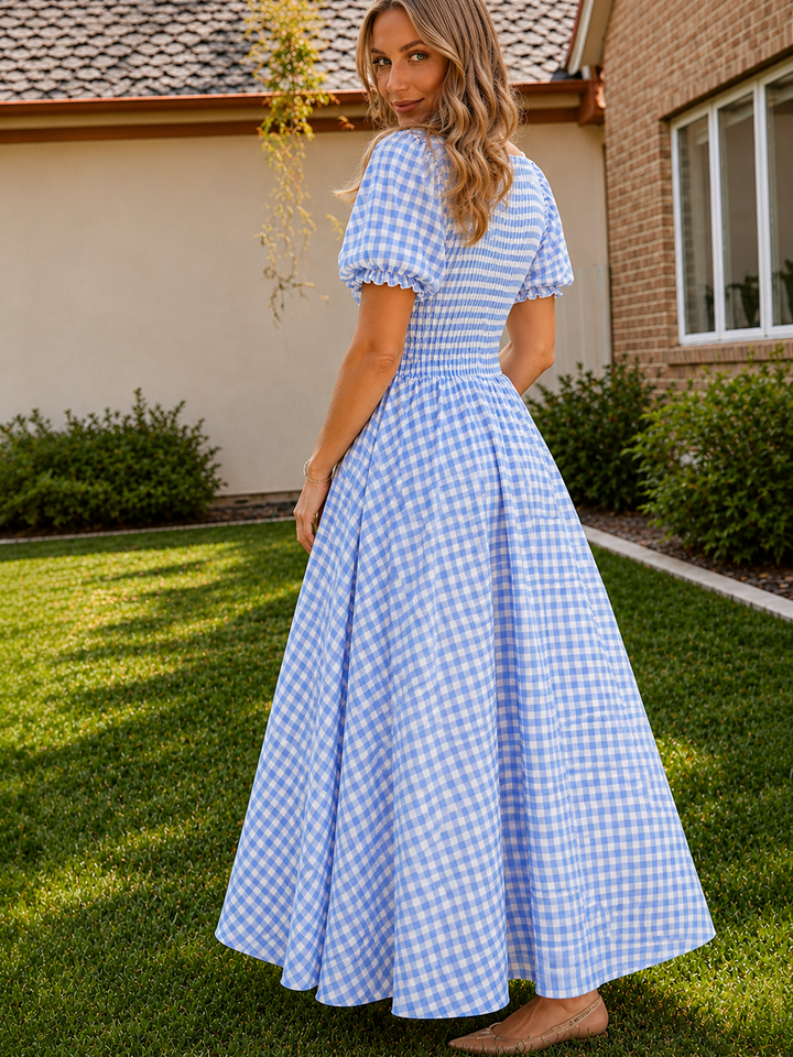 Teagan Dress in Blue Gingham
