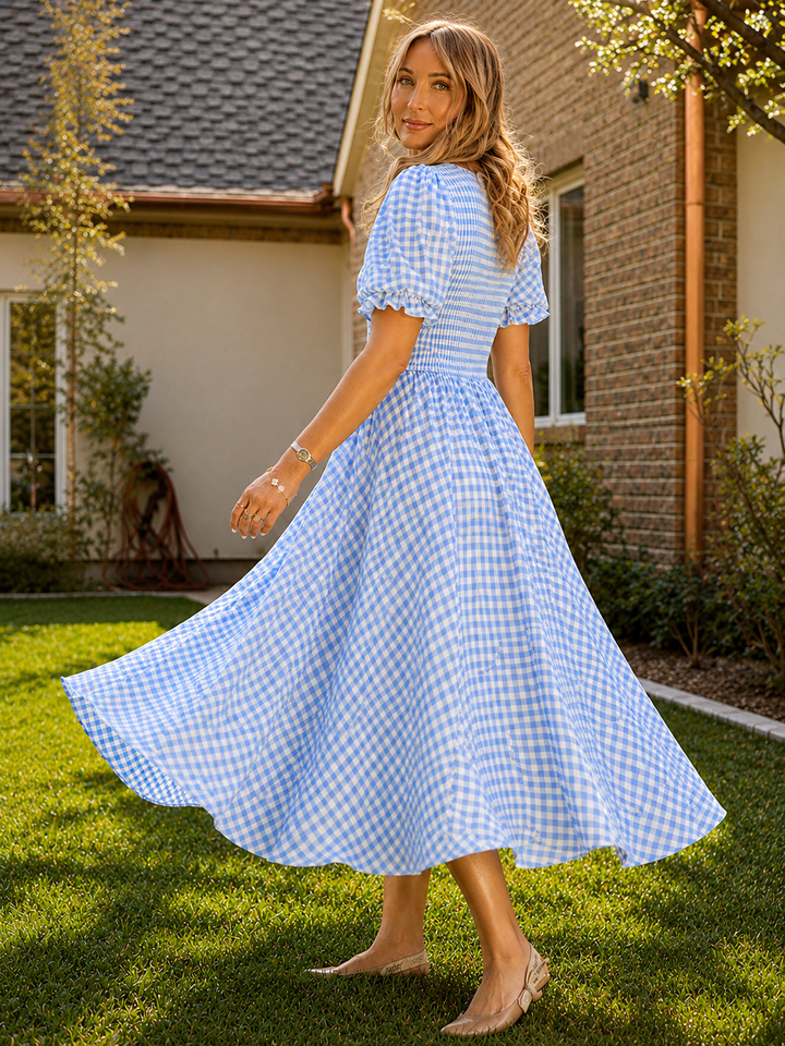 Teagan Dress in Blue Gingham