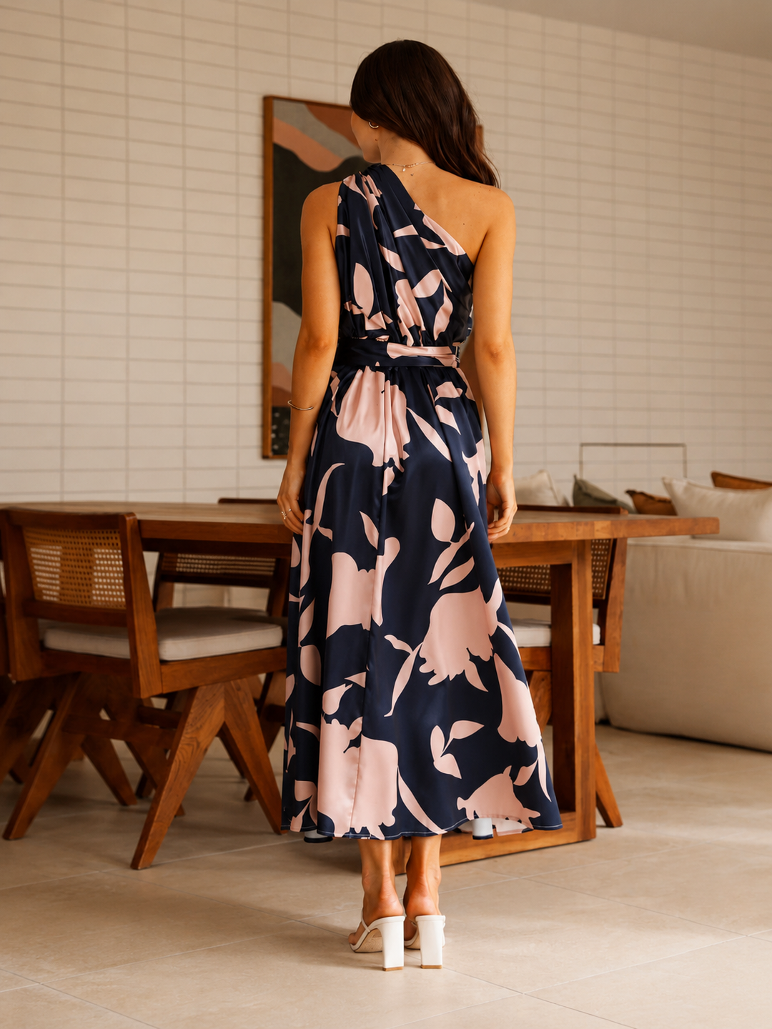 Hadas Maxi Dress - Navy/Pink Print