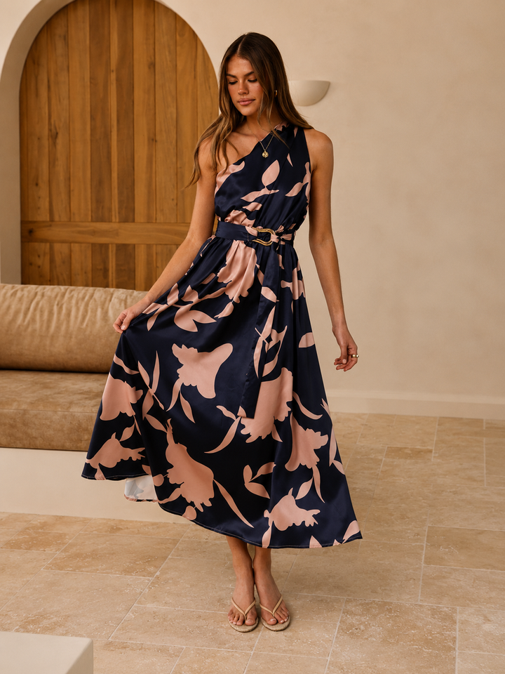 Hadas Maxi Dress - Navy/Pink Print