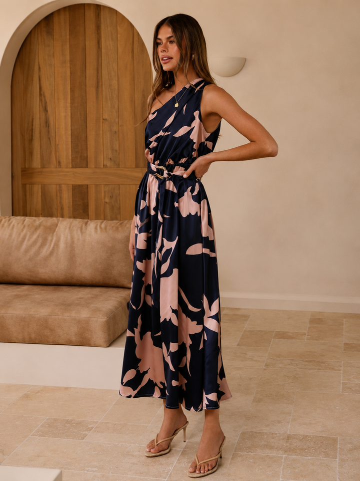Hadas Maxi Dress - Navy/Pink Print