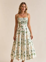 Green Botanical Midi Dress