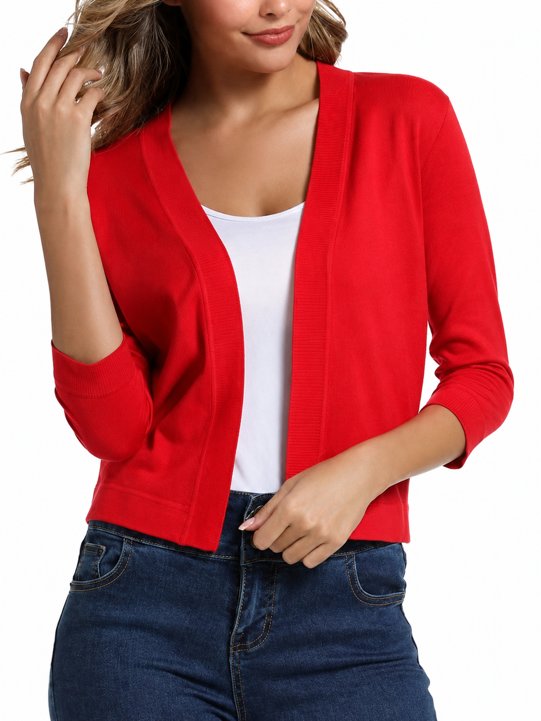 Scarlett | Women's Open Front 3/4 Sleeve Cardigan