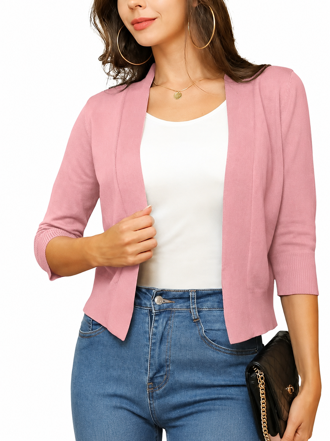 Scarlett | Women's Open Front 3/4 Sleeve Cardigan