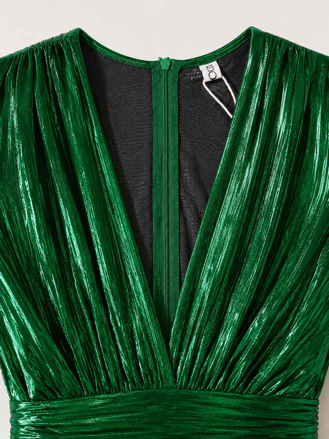 High Waisted Shiny V-Neck Jumpsuit