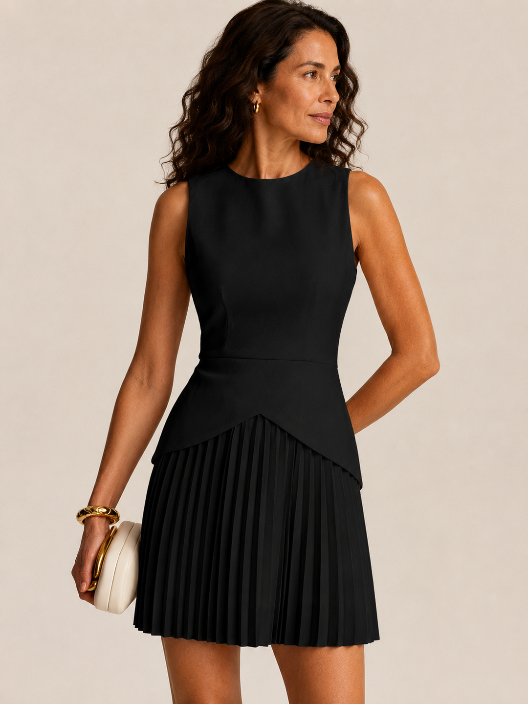 Pleated Hem Mini Dress