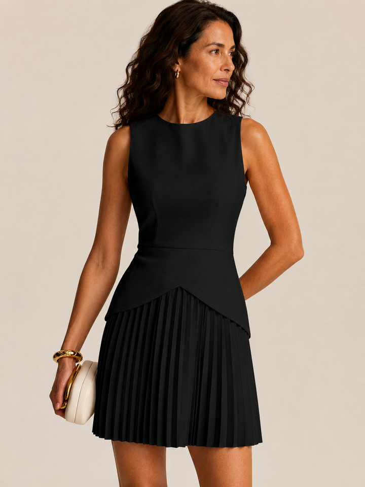 Pleated Hem Mini Dress