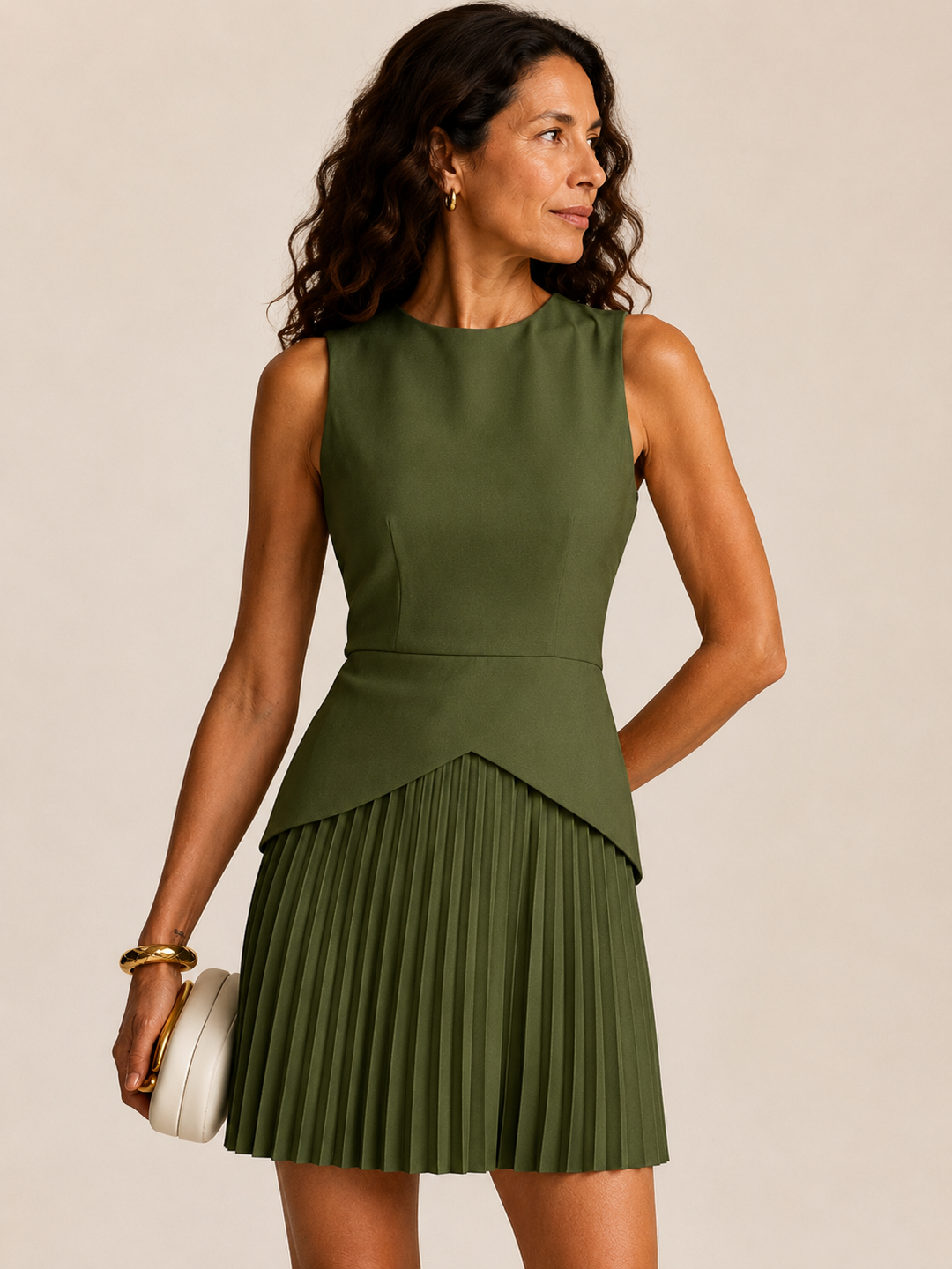 Pleated Hem Mini Dress