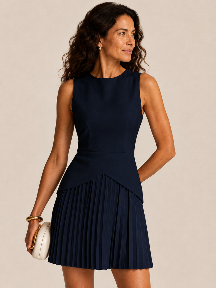 Pleated Hem Mini Dress