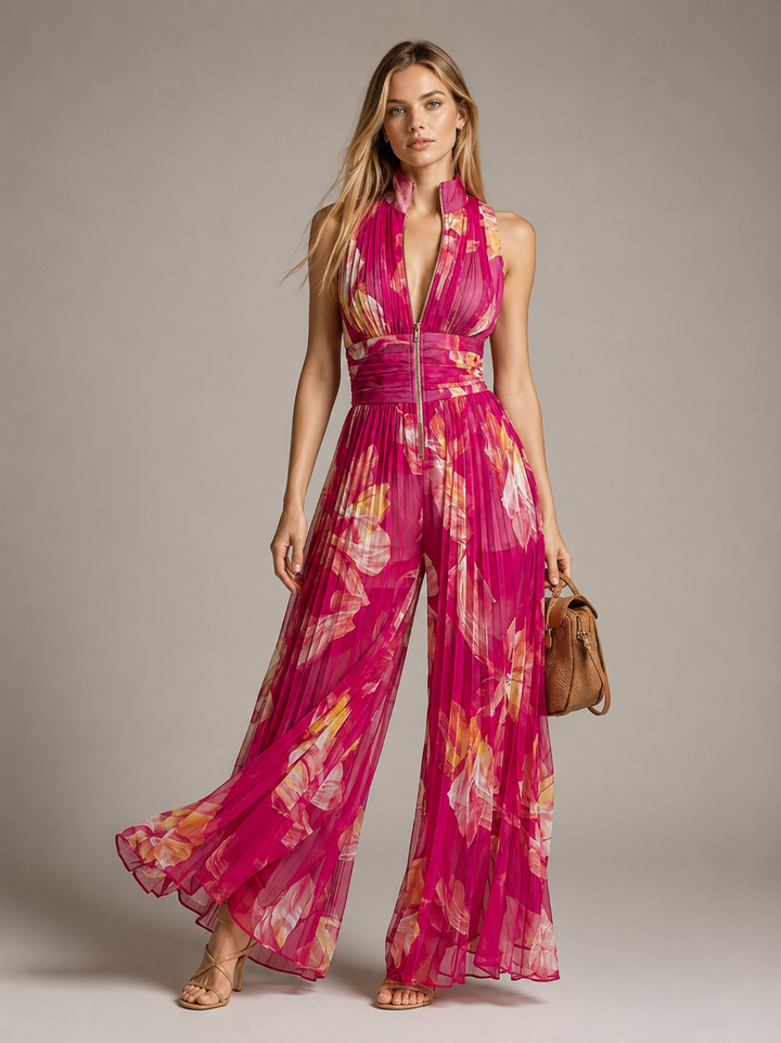 Leila | Floral Pleated Jumpsuit