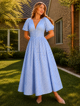 Teagan Dress in Blue Gingham