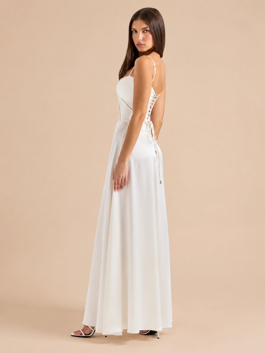 Gabriella – The Silky Satin Corset Maxi Dress