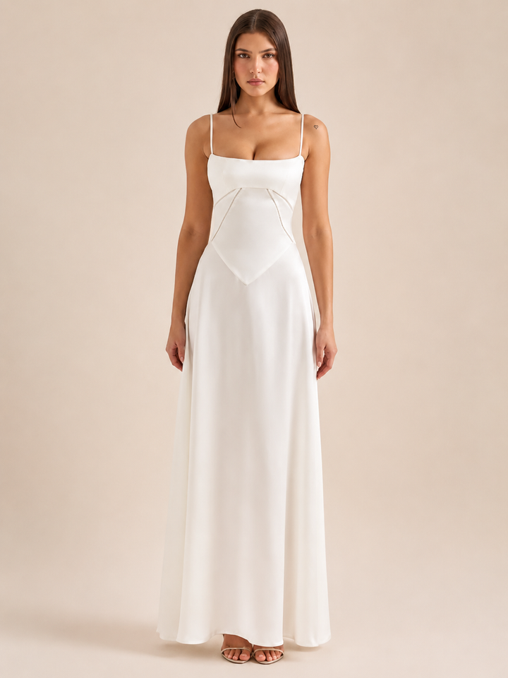 Gabriella – The Silky Satin Corset Maxi Dress