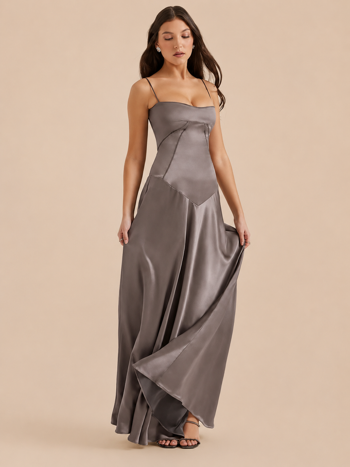 Gabriella – The Silky Satin Corset Maxi Dress