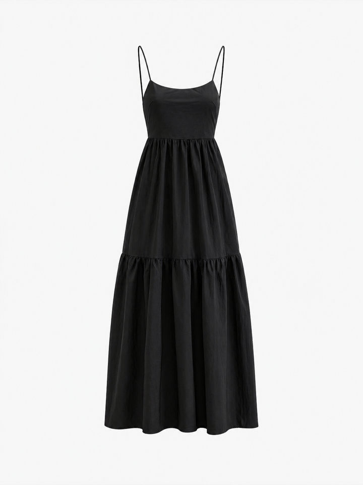 Solid Backless Long Dress