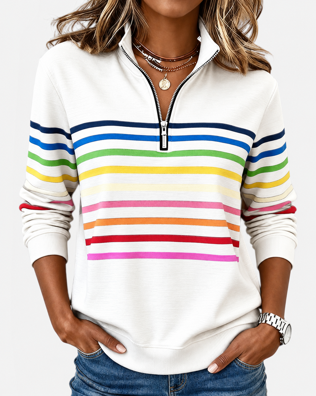 Elisa | Striped Quarter-Zip