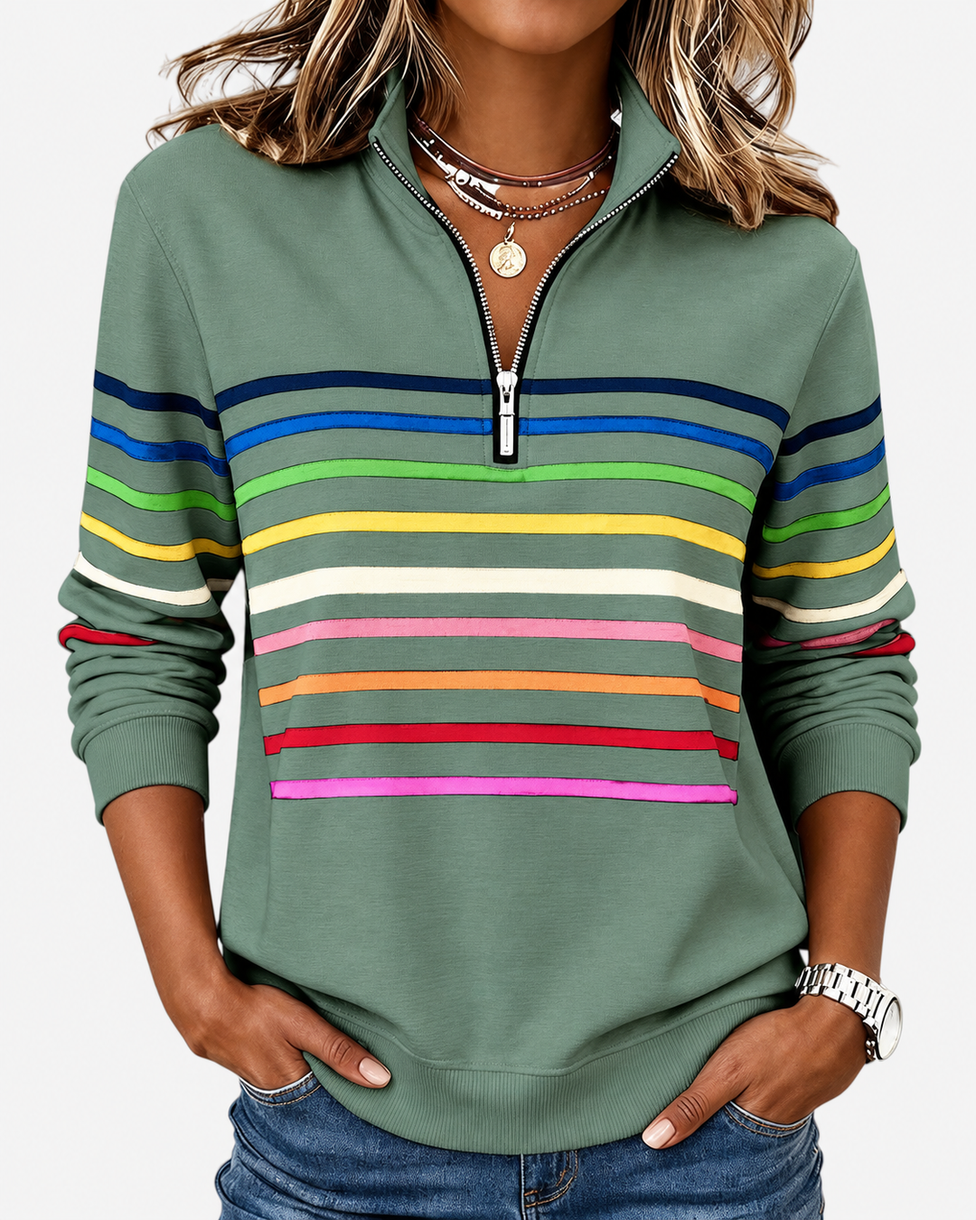Elisa | Striped Quarter-Zip