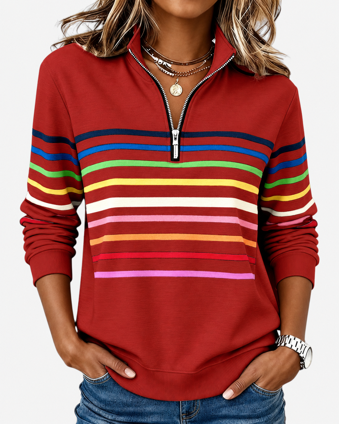 Elisa | Striped Quarter-Zip