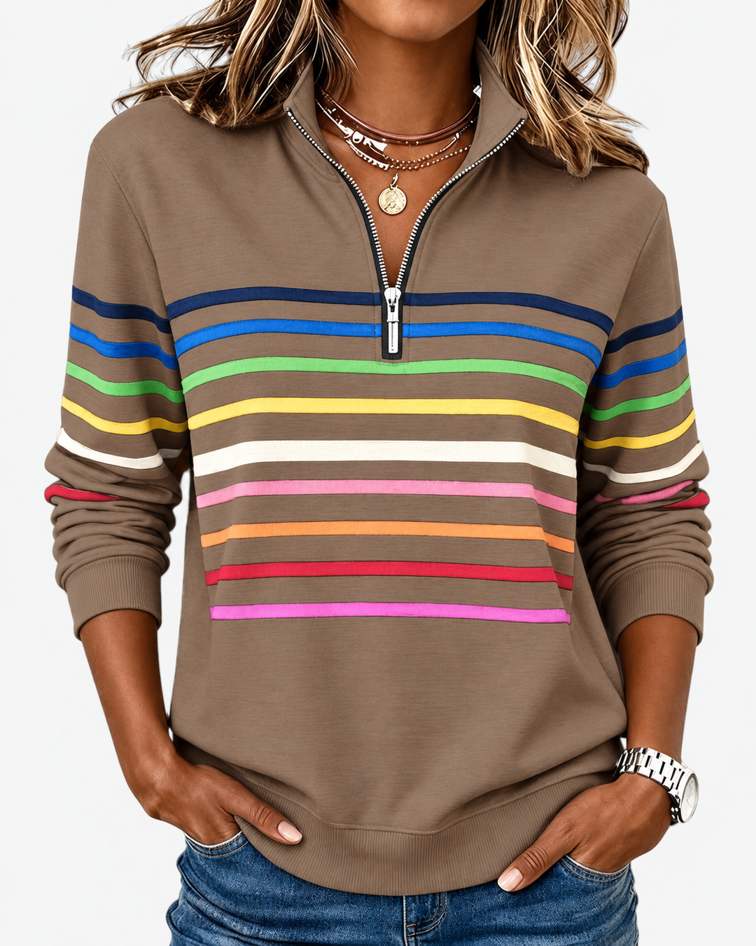 Elisa | Striped Quarter-Zip