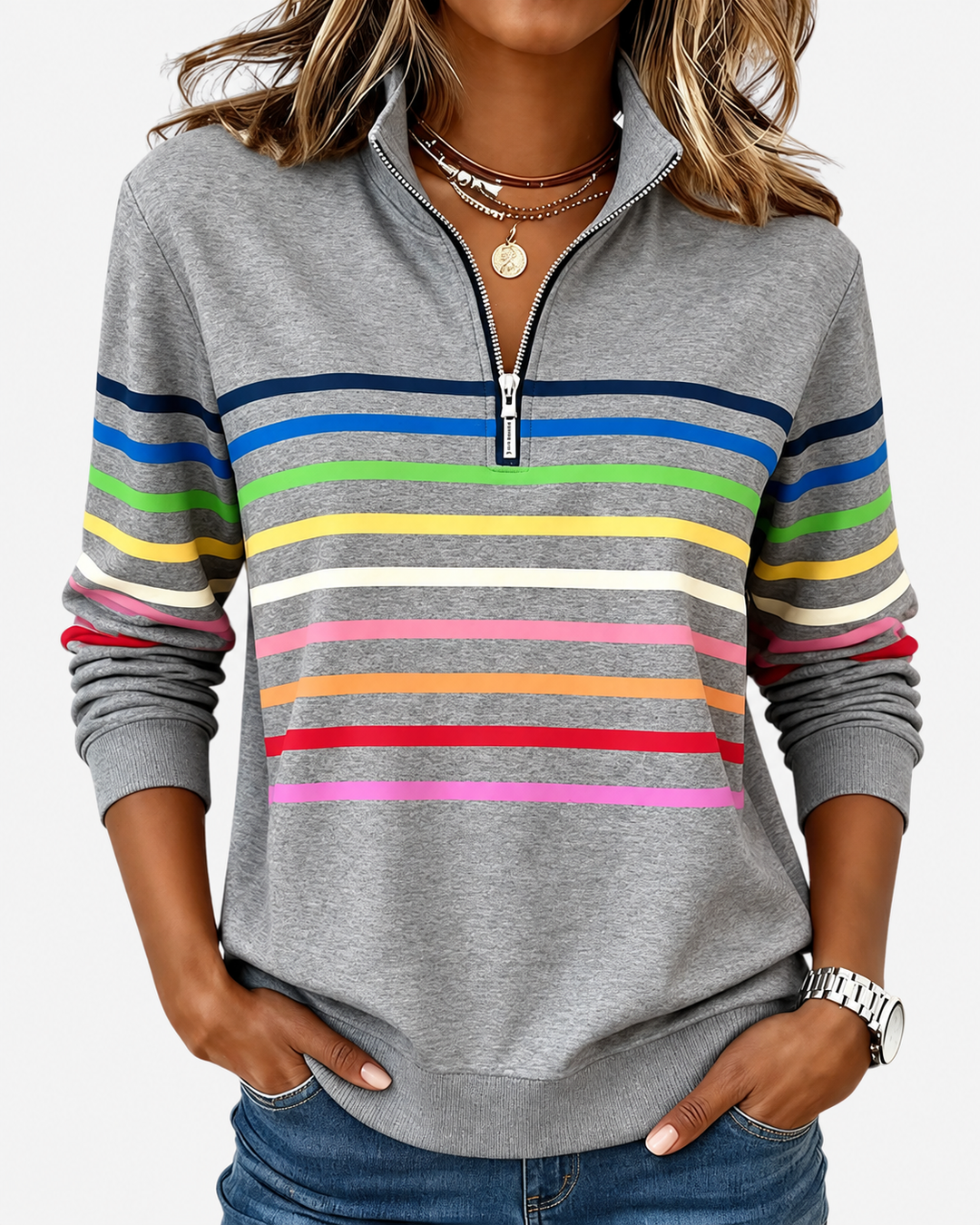 Elisa | Striped Quarter-Zip