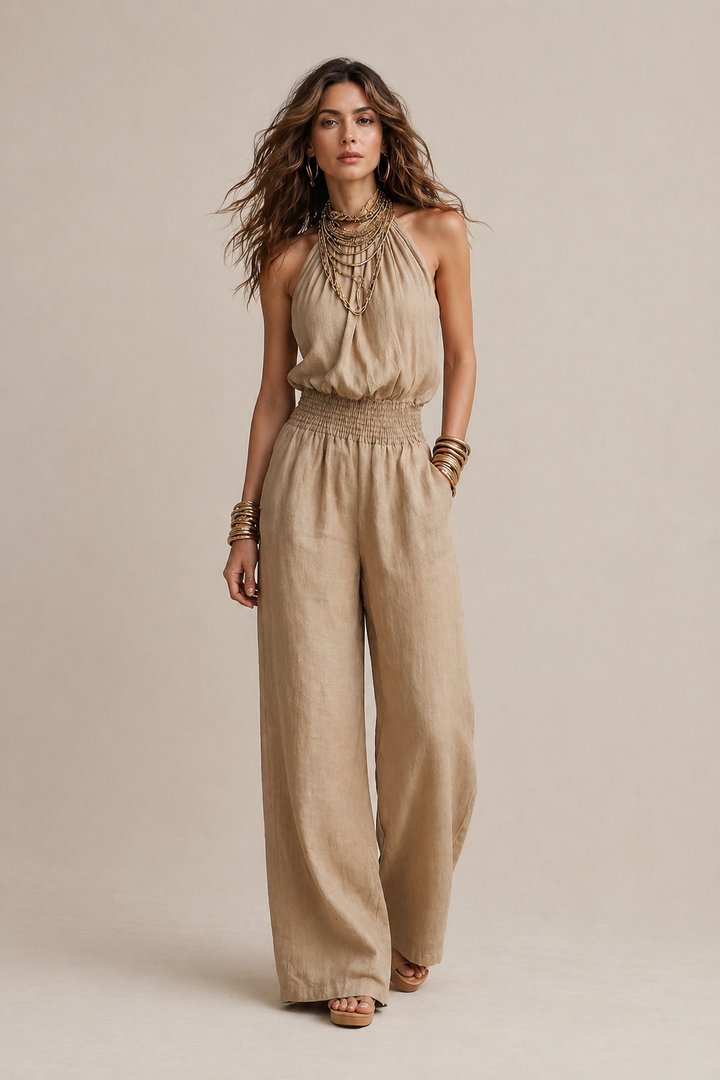 Santorini Halter Wide-Leg Jumpsuit
