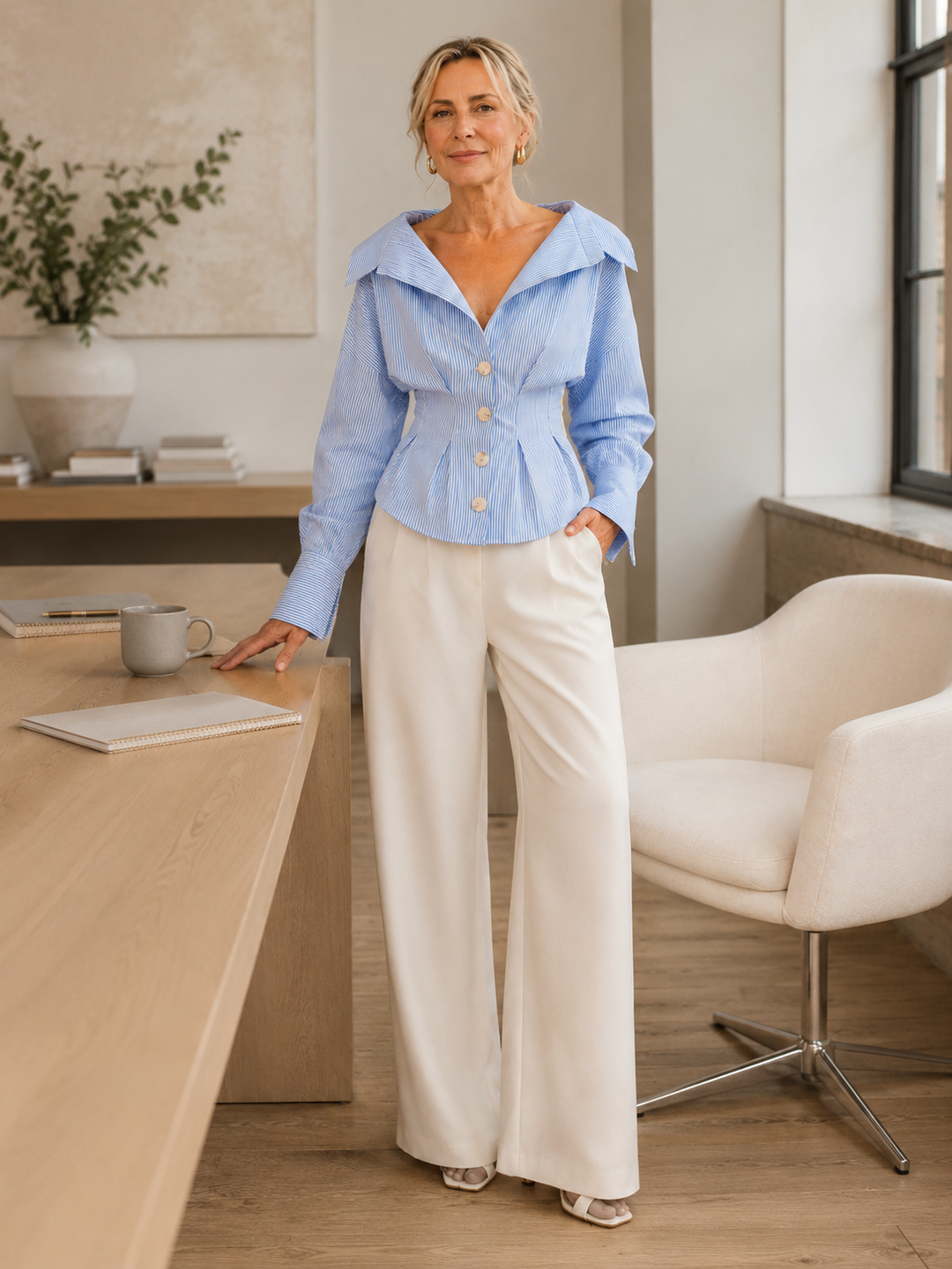Sophie | Striped Collared Blouse
