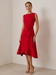Sofia | Asymmetric Boat Neck Midi Elegant Dress