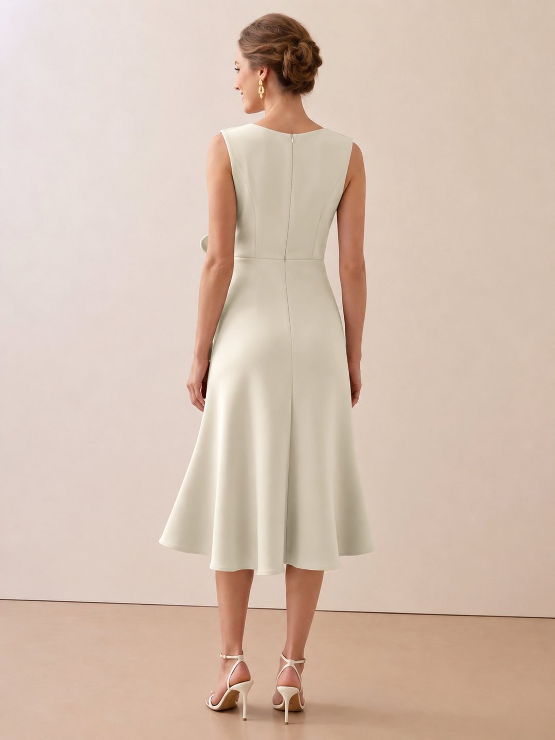 Sofia | Asymmetric Boat Neck Midi Elegant Dress