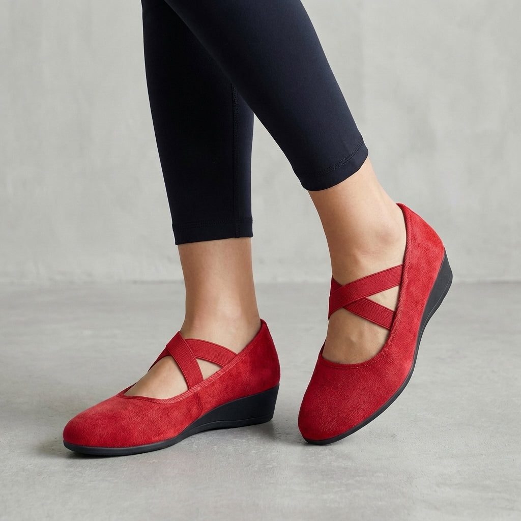 Natalie | Criss-Cross Strap Wedge Flats