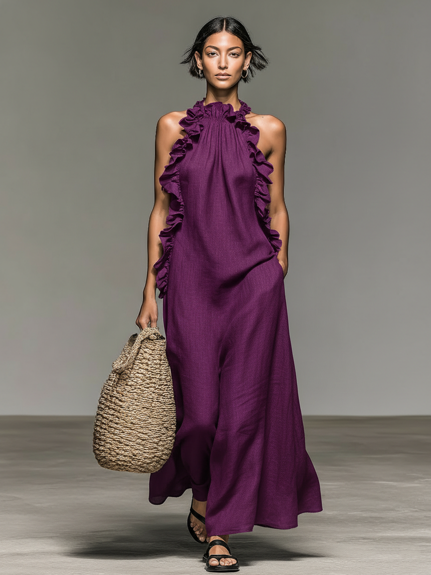 Lily | Ruffle Pocket Maxi Dress