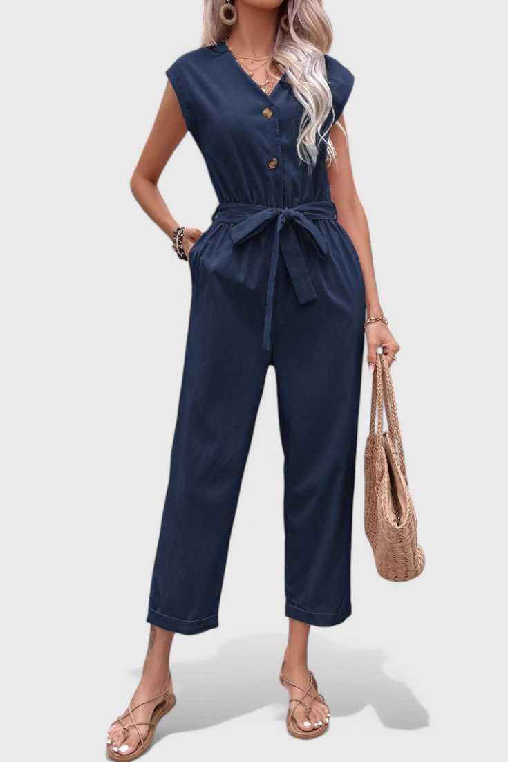 Button-Up Sleeveless Mono Dress