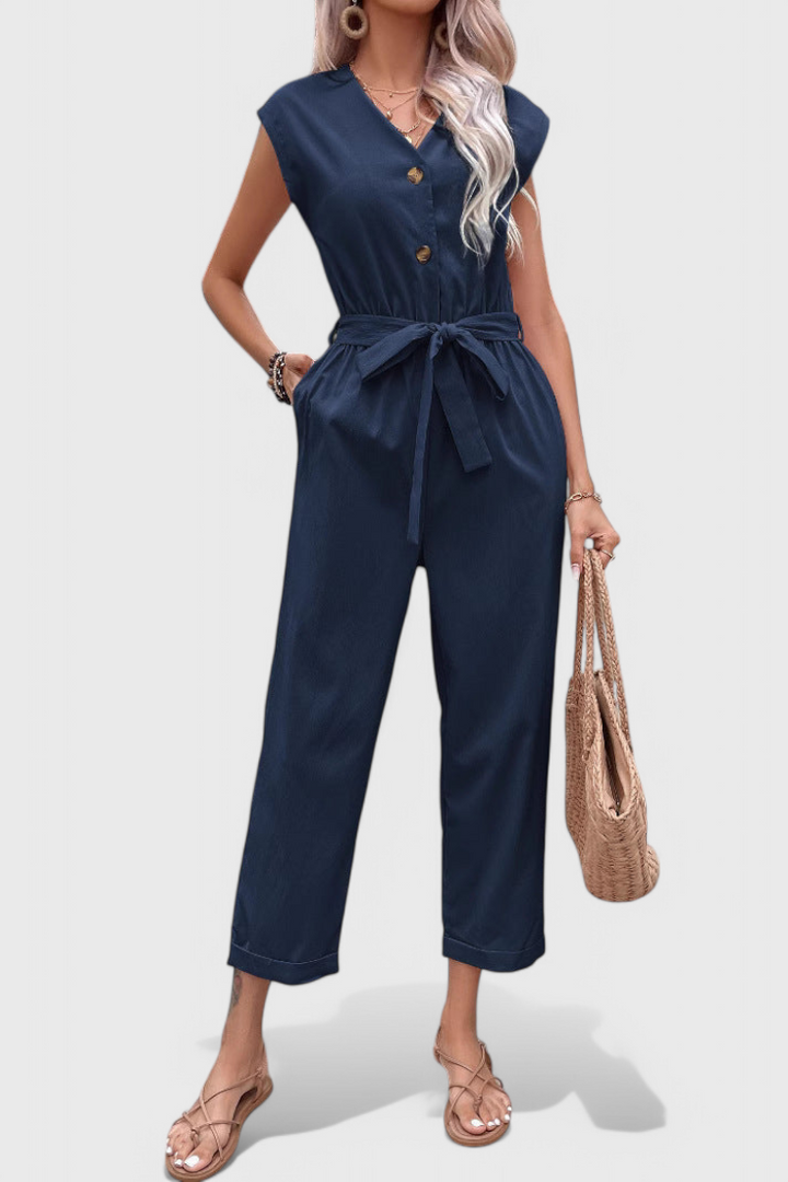 Button-Up Sleeveless Mono Dress
