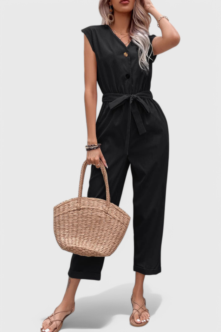 Button-Up Sleeveless Mono Dress