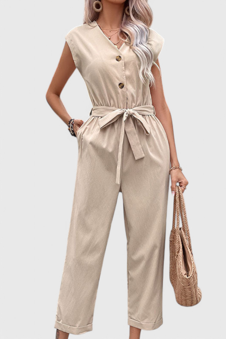 Button-Up Sleeveless Mono Dress