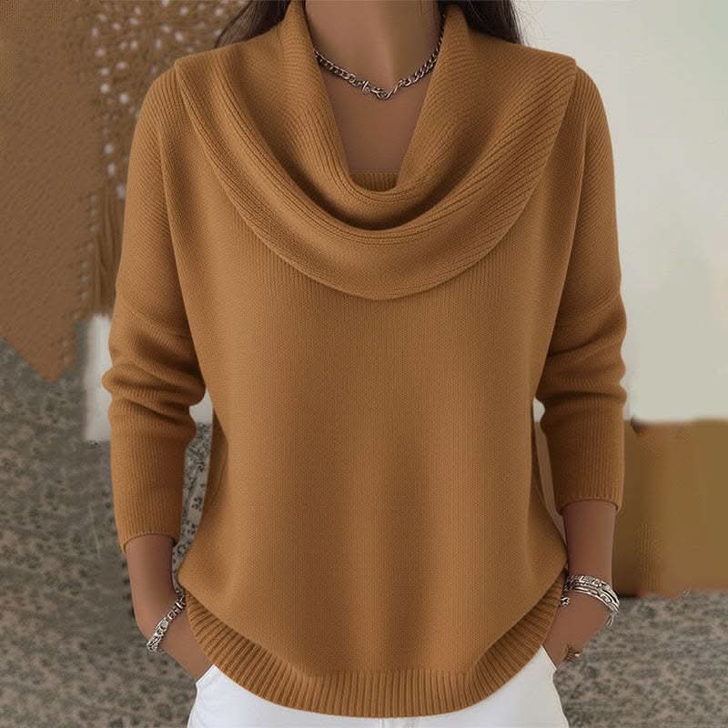 Women's Relaxed Fit Cowl Neck Knit Sweater