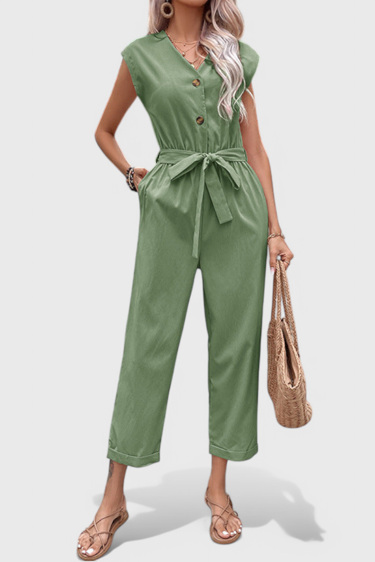 Button-Up Sleeveless Mono Dress