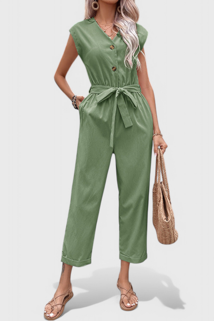 Button-Up Sleeveless Mono Dress