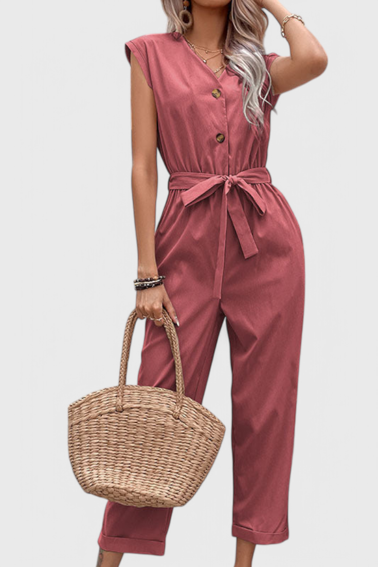 Button-Up Sleeveless Mono Dress