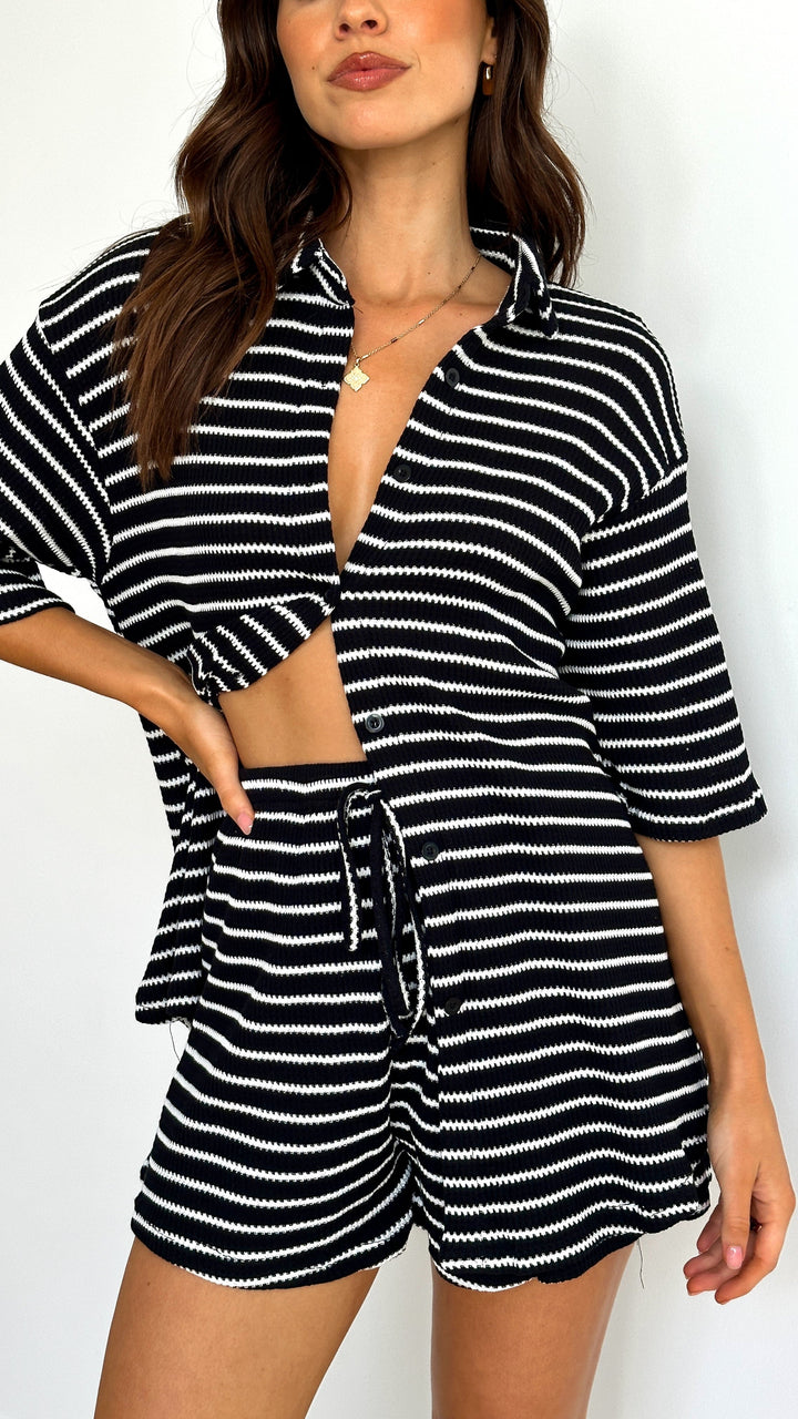 Lacole Button Up Shirt and Shorts Set