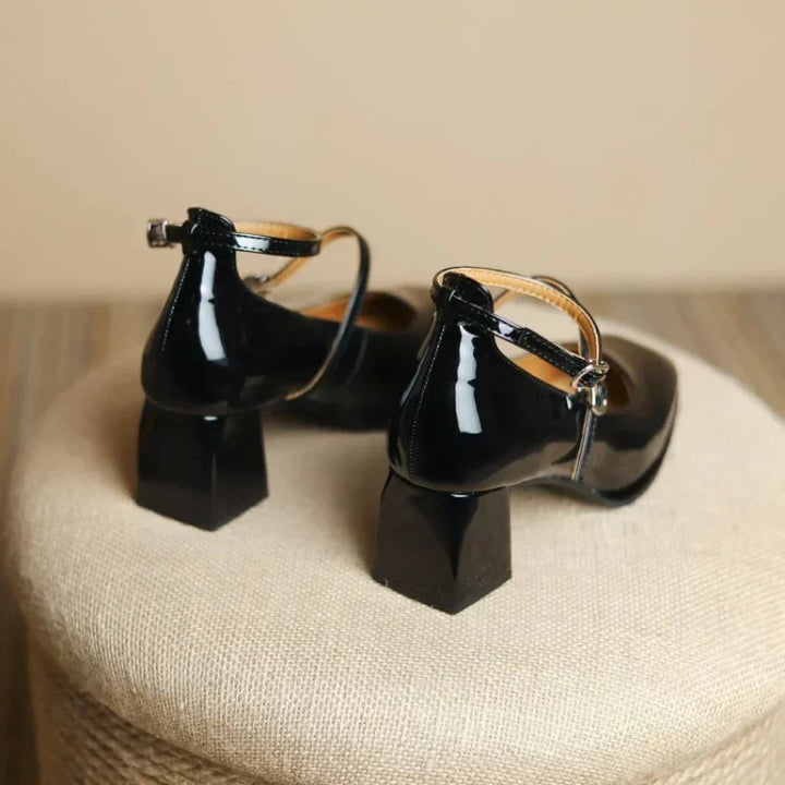 Celeste | Square Toe Ankle Strap Block Heel Mary Janes