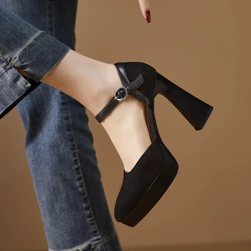 Aurore | Platform Block Heel Ankle Strap High Heels