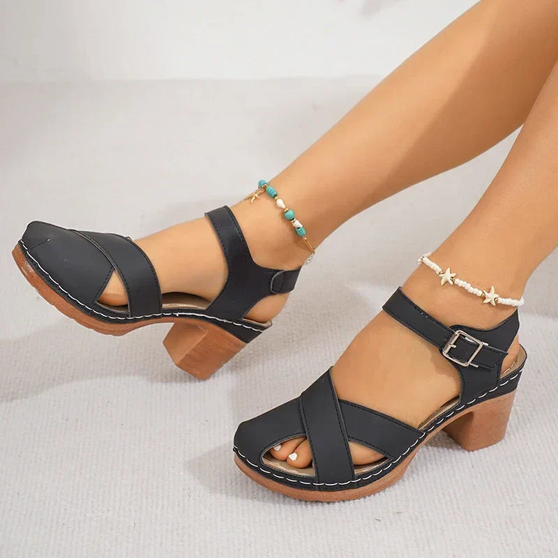 Block Heel Sandals – Women's Open Toe Ankle Strap Heels | Savona