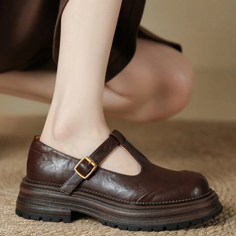 Blythe | Round Toe Brogue T-Bar Mary Jane Shoes