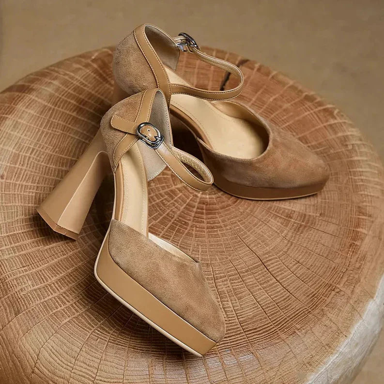 Aurore | Platform Block Heel Ankle Strap High Heels