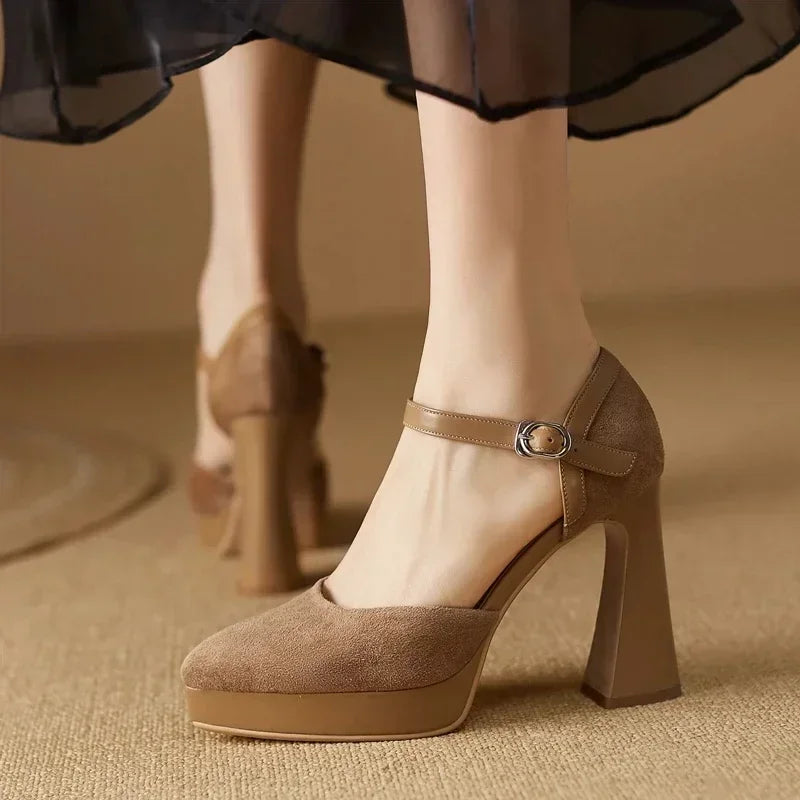 Aurore | Platform Block Heel Ankle Strap High Heels