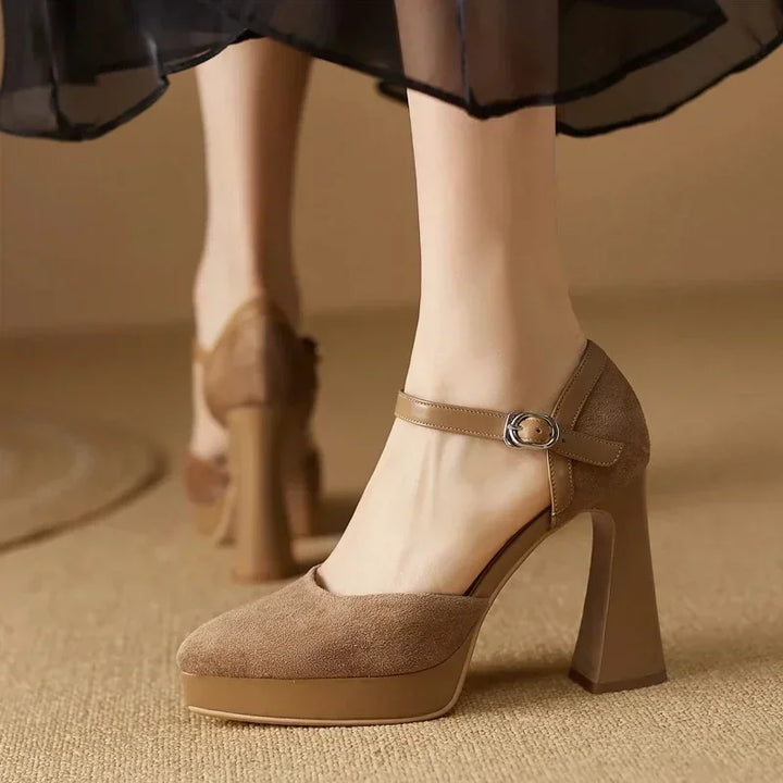 Aurore | Platform Block Heel Ankle Strap High Heels