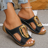 Leather Sandals – Gold Buckle Slip-On | Savona