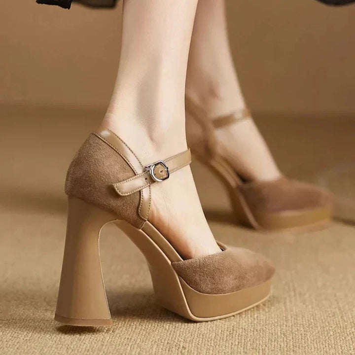 Aurore | Platform Block Heel Ankle Strap High Heels