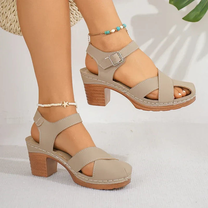 Block Heel Sandals – Women's Open Toe Ankle Strap Heels | Savona